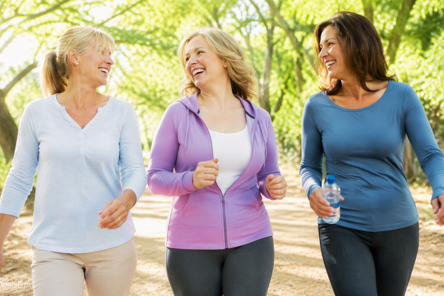 Women over 45 walking carefree and confident