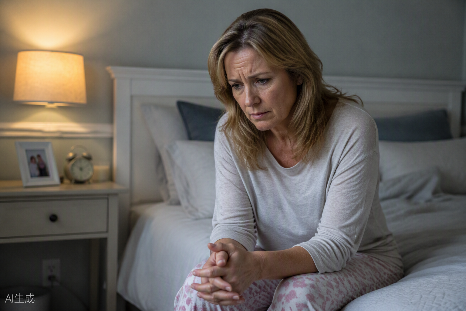 Woman over 45 frustrated by bladder leaks and urgency